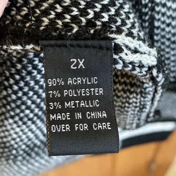 AGB Womens Black Plaid Long Sleeve Open Front Cardigan Sweater Size 2X - Picture 5 of 7